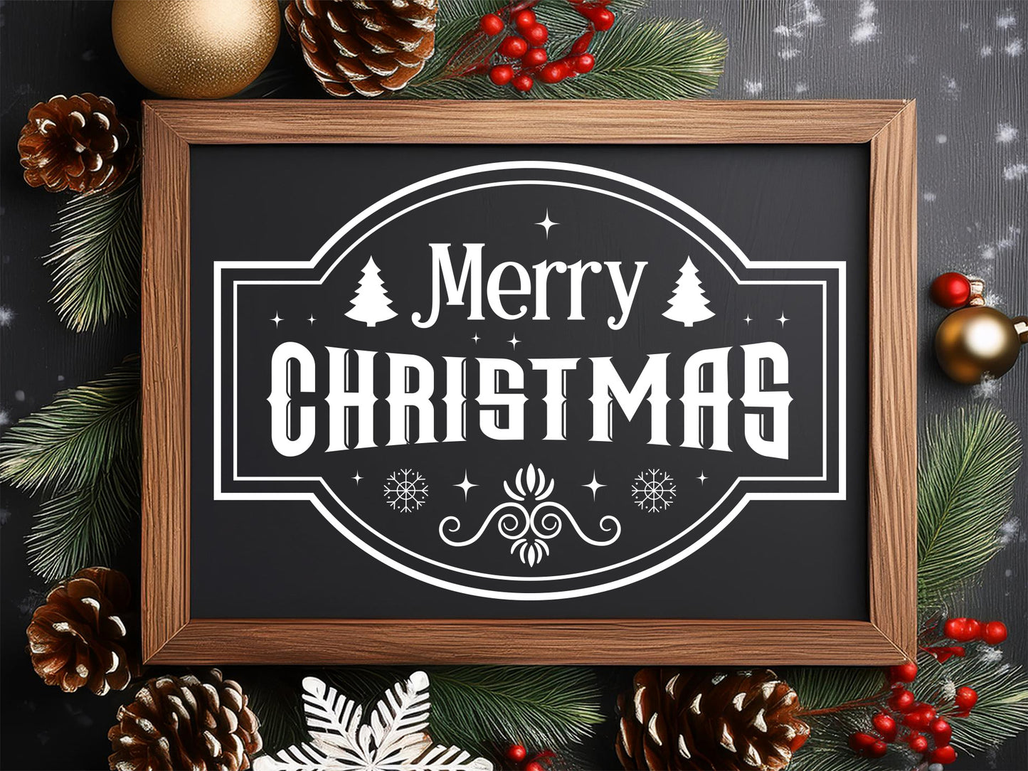 Farmhouse Merry Christmas Sign SVG Cut File