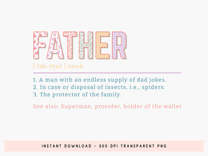 Father Definition Sublimation Design PNG