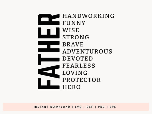 Father Hardworking Funny Wise, Father's Day SVG Free