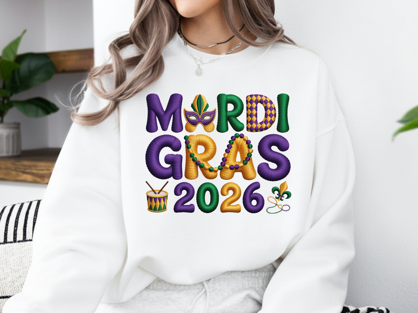 Faux Yarn Mardi Gras 2026 Sublimation Design