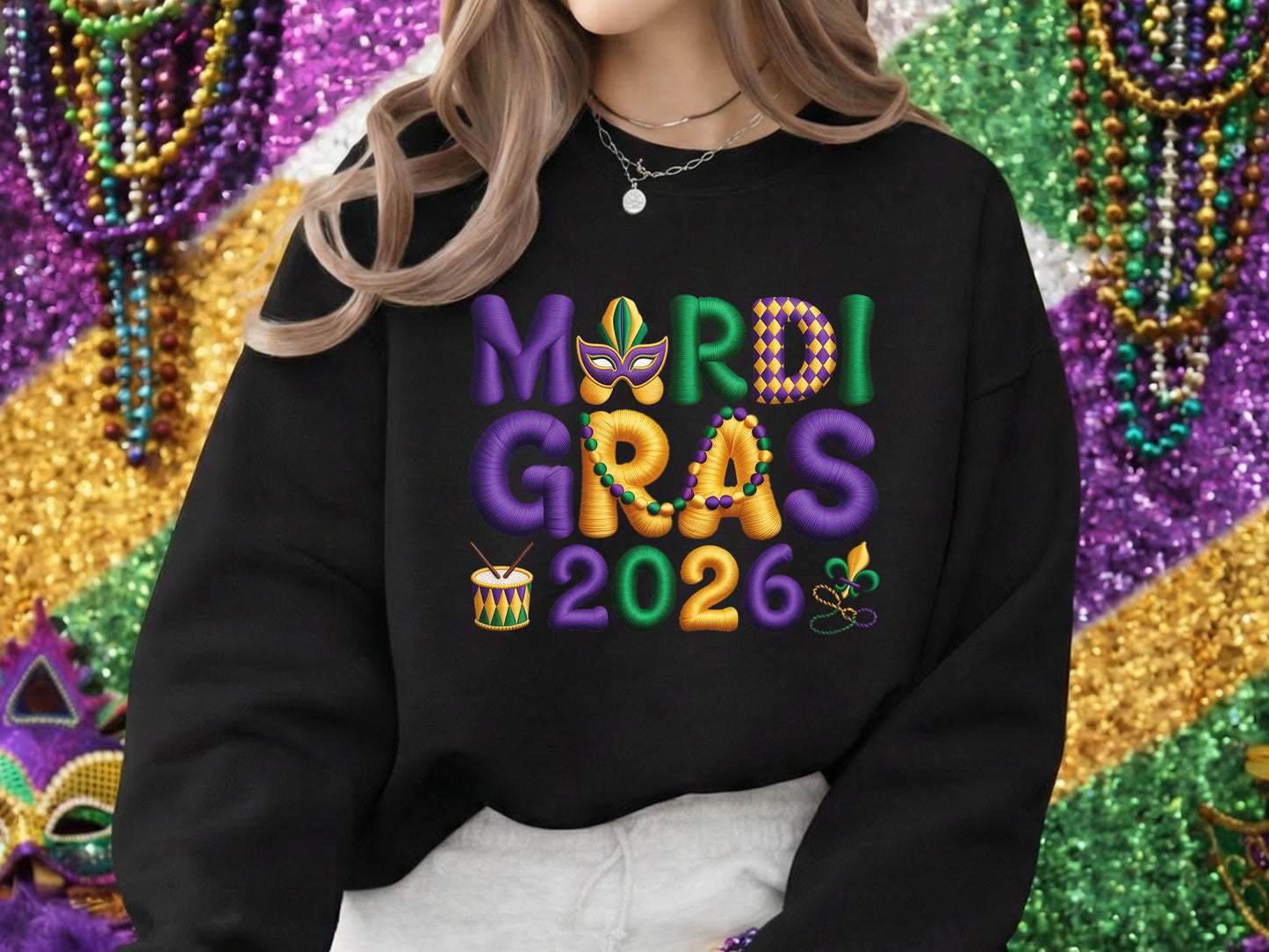 Faux Yarn Mardi Gras 2026 Sublimation Design