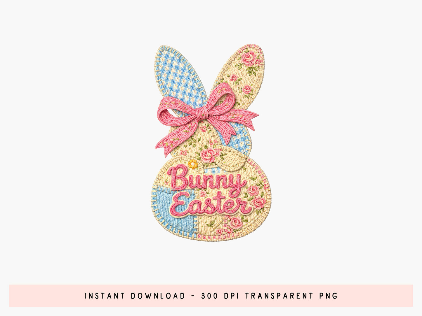 Faux Coquette Floral Bunny Easter Sublimation