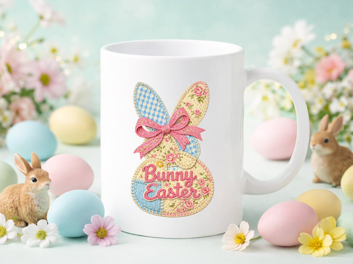 Faux Coquette Floral Bunny Easter Sublimation