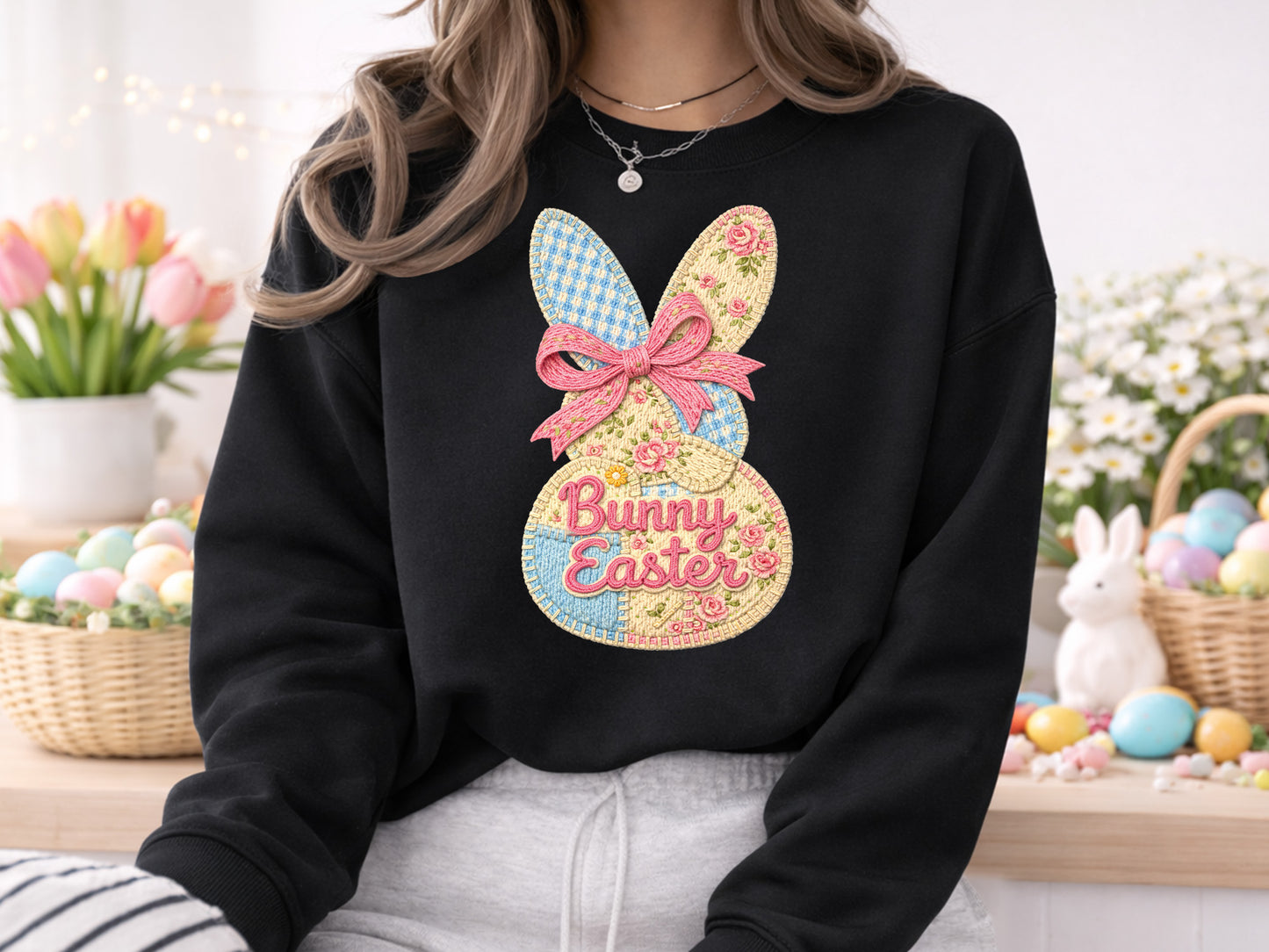 Faux Coquette Floral Bunny Easter Sublimation
