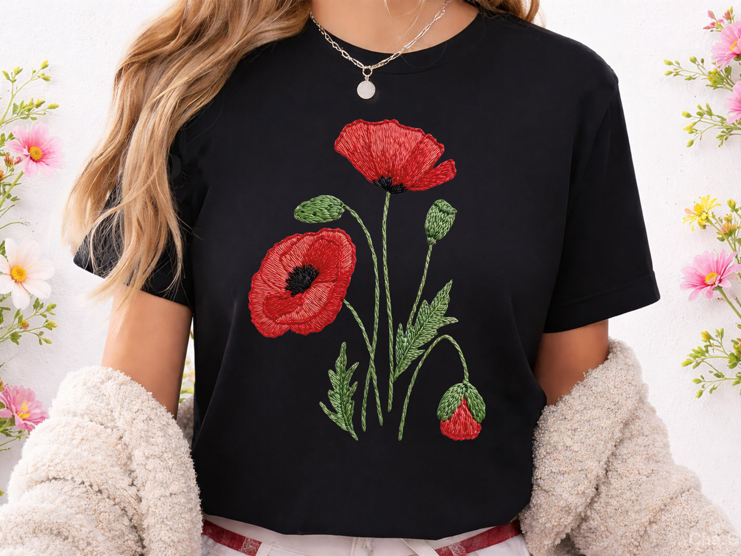 Faux Crochet Wildflower Sublimation PNG