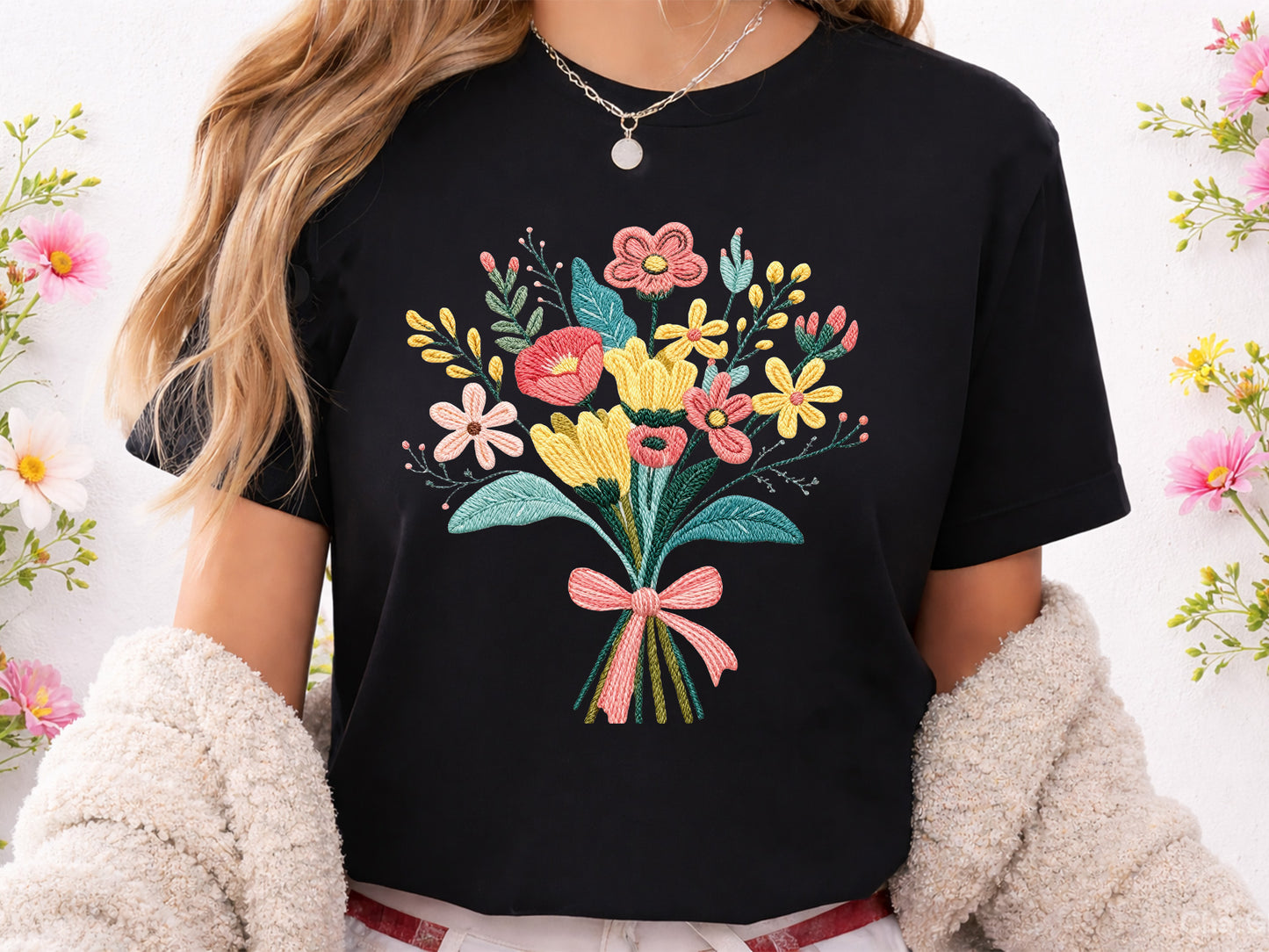 Faux Crochet Wildflower Sublimation Print