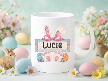Faux Embroidery Easter Bunny PNG Monogram