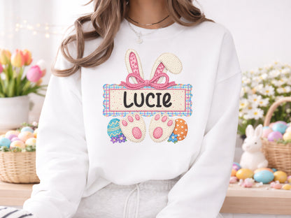 Faux Embroidery Easter Bunny PNG Monogram