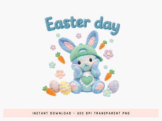 Faux Embroidery Easter Day Bunny Sublimation