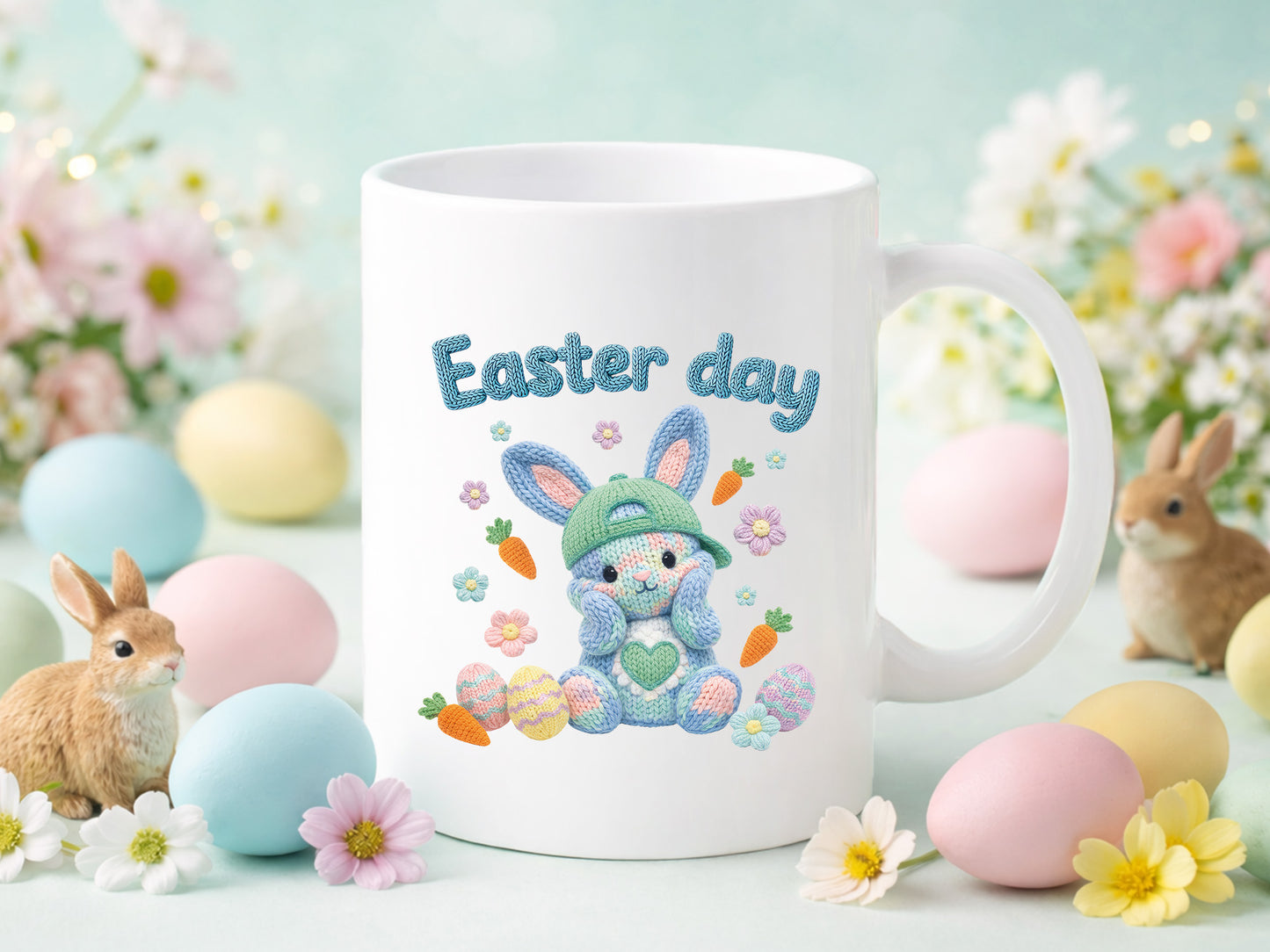Faux Embroidery Easter Day Bunny Sublimation