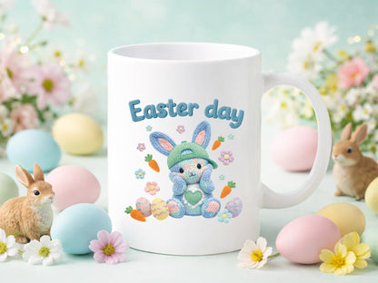 Faux Embroidery Easter Day Bunny Sublimation