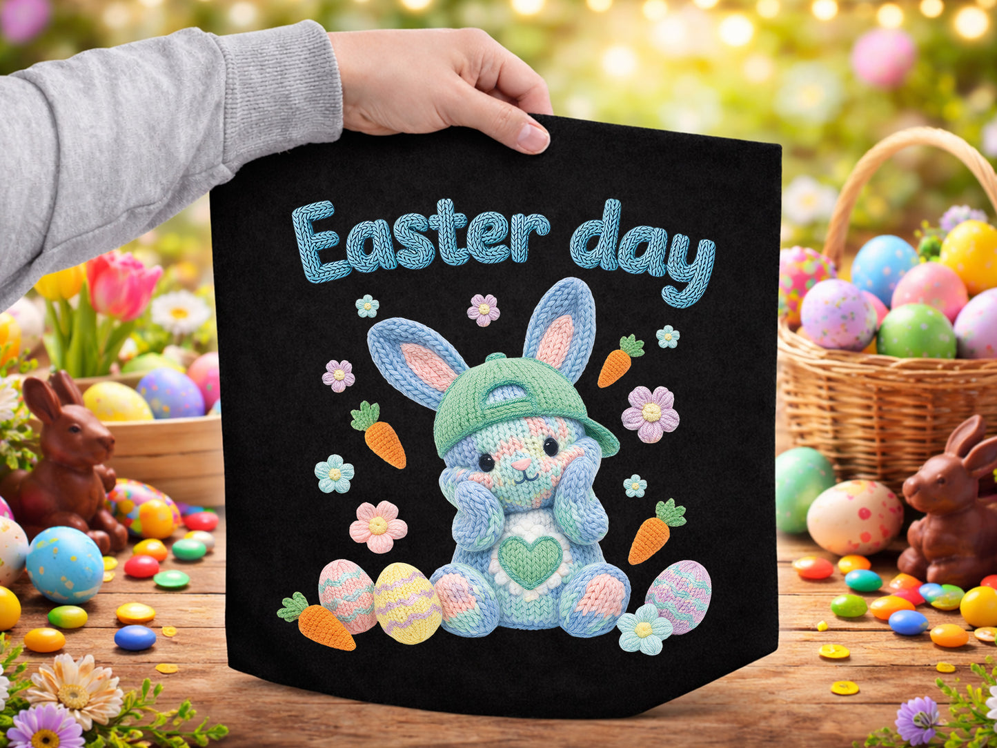 Faux Embroidery Easter Day Bunny Sublimation