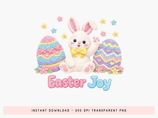 Faux Embroidery Easter Joy Sublimation PNG