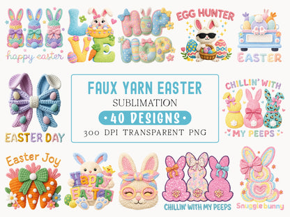 Faux Embroidery Easter PNG Sublimation Bundle