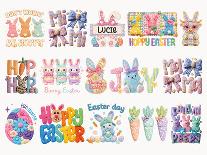 Faux Embroidery Easter PNG Sublimation Bundle