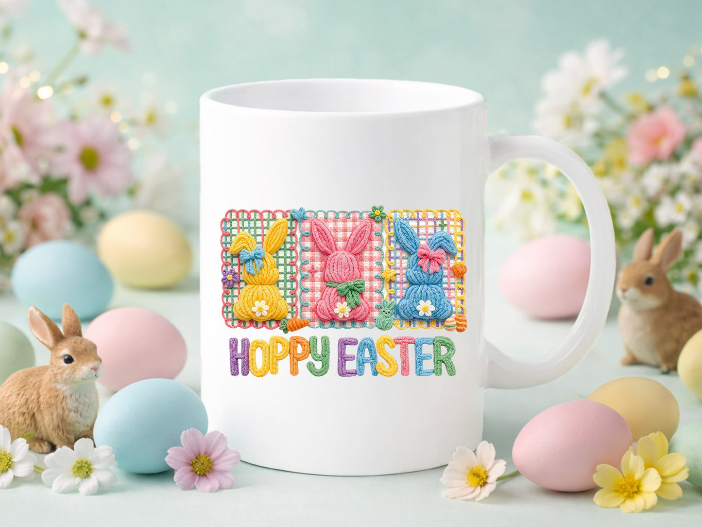 Faux Embroidery Hoppy Easter Sublimation Design