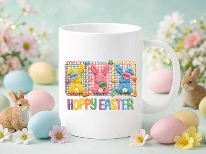 Faux Embroidery Hoppy Easter Sublimation Design