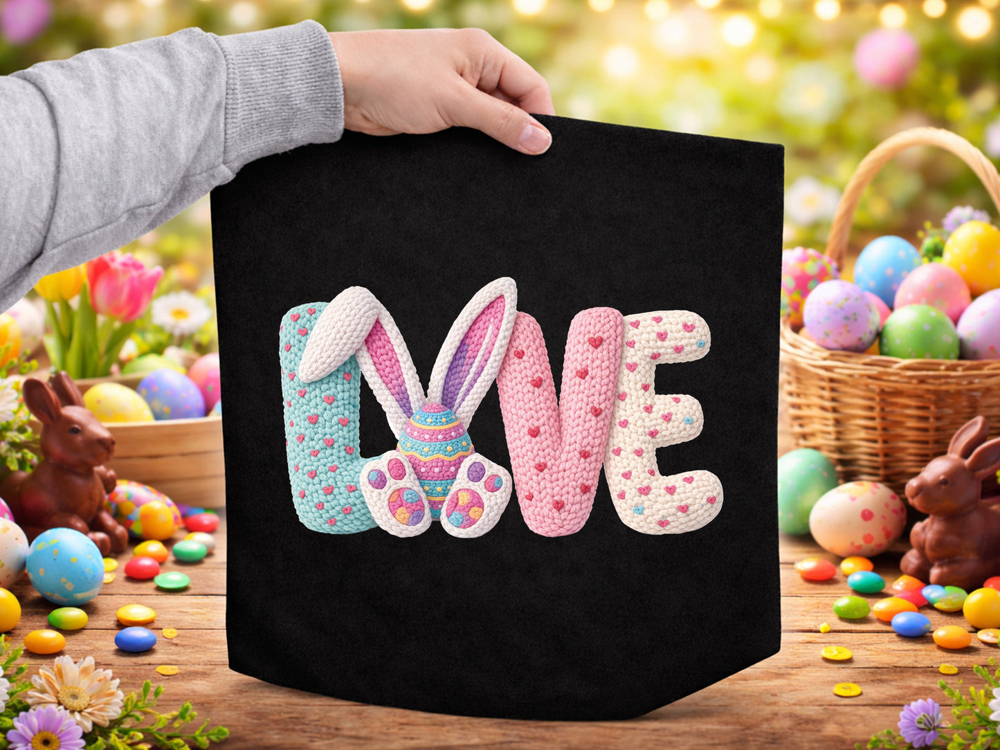 Faux Embroidery Love Easter PNG Sublimation
