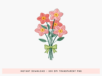 Faux Embroidery Wildflower Sublimation Design