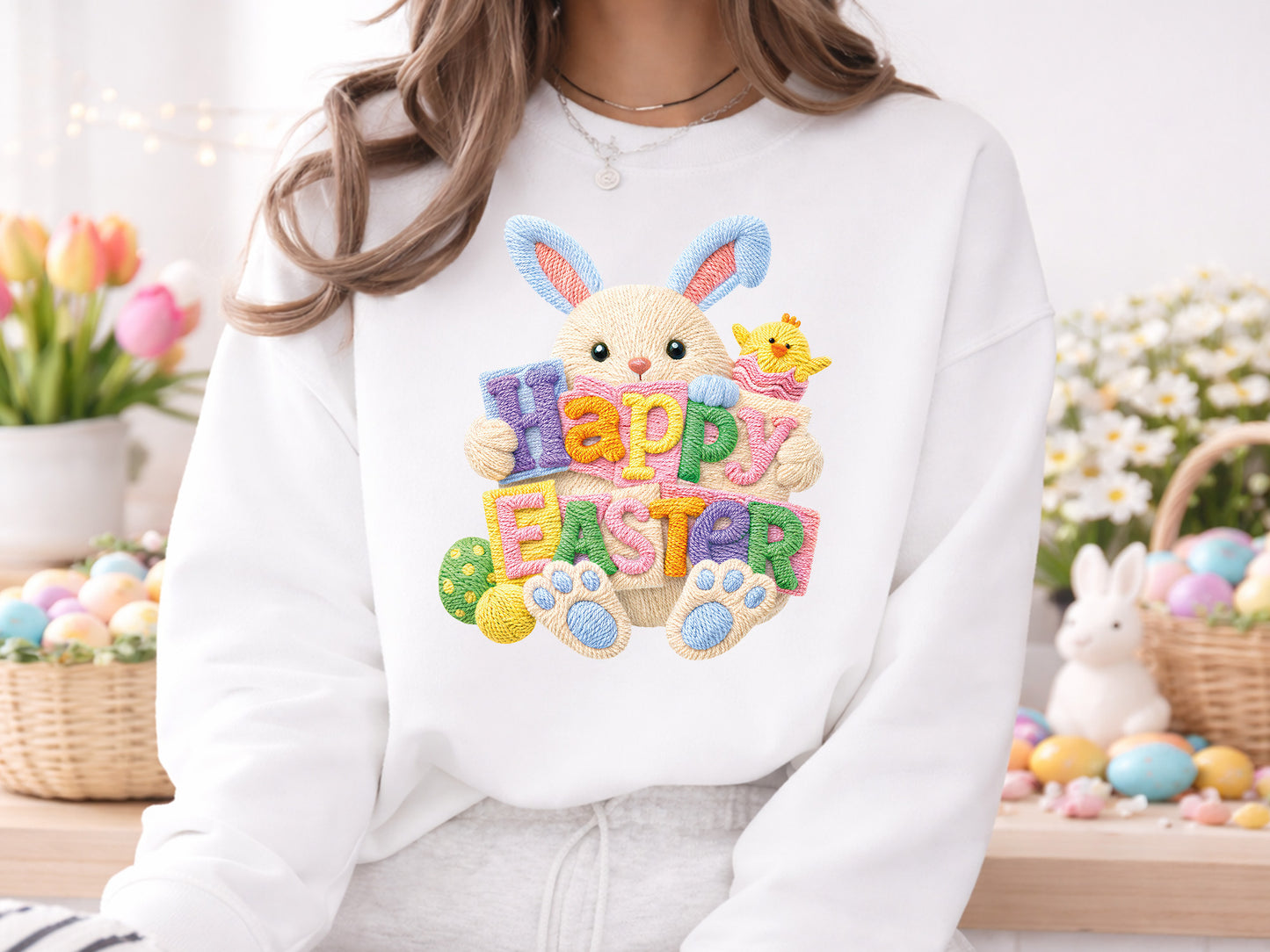 Faux Happy Easter Bunny PNG Sublimation
