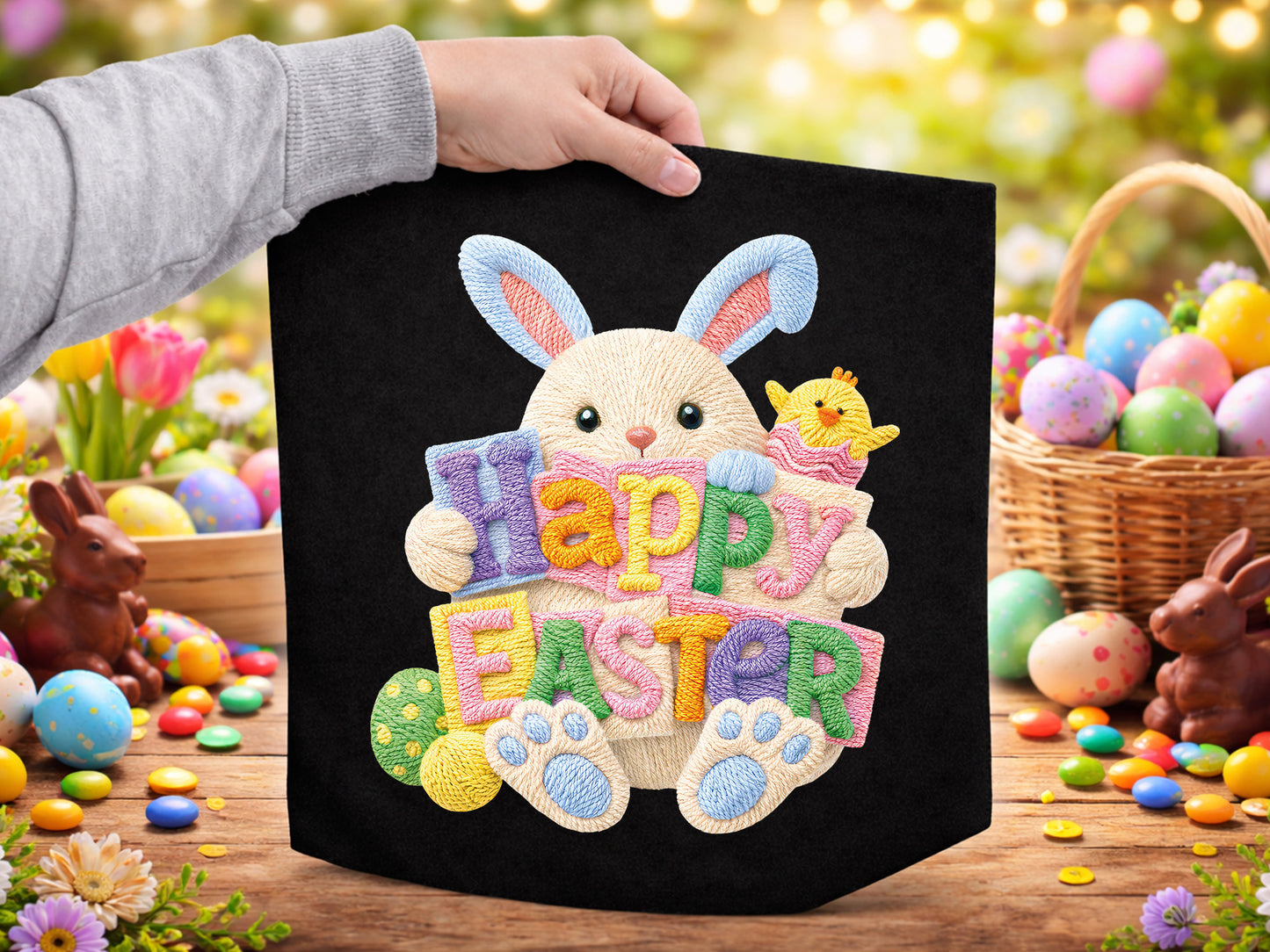 Faux Happy Easter Bunny PNG Sublimation