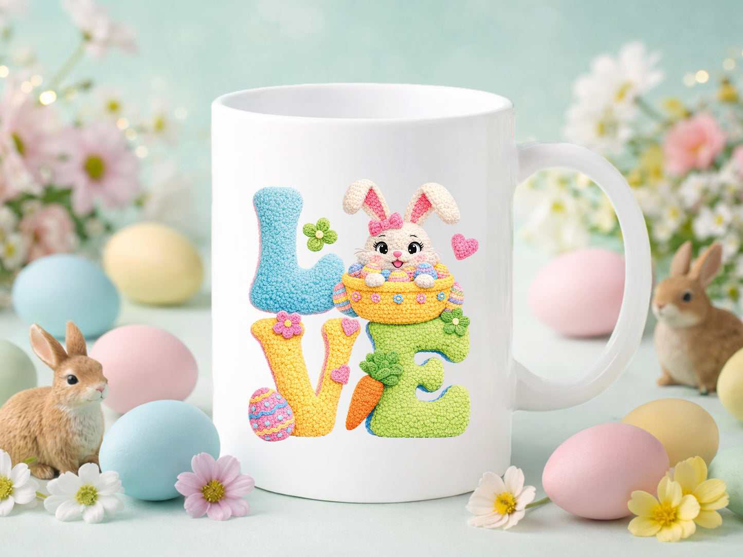 Faux Latch Hook Love Easter Sublimation PNG