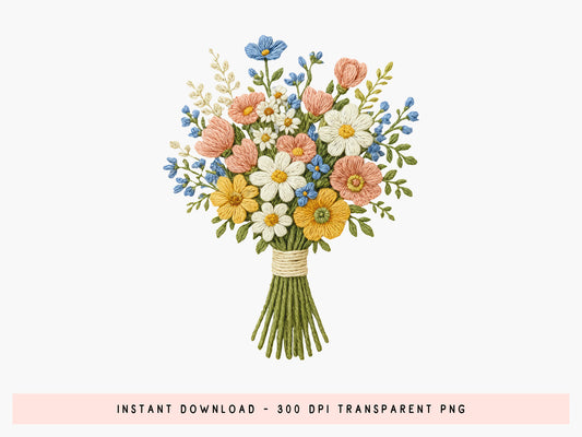Faux Spring Bouquet Wildflower PNG Design