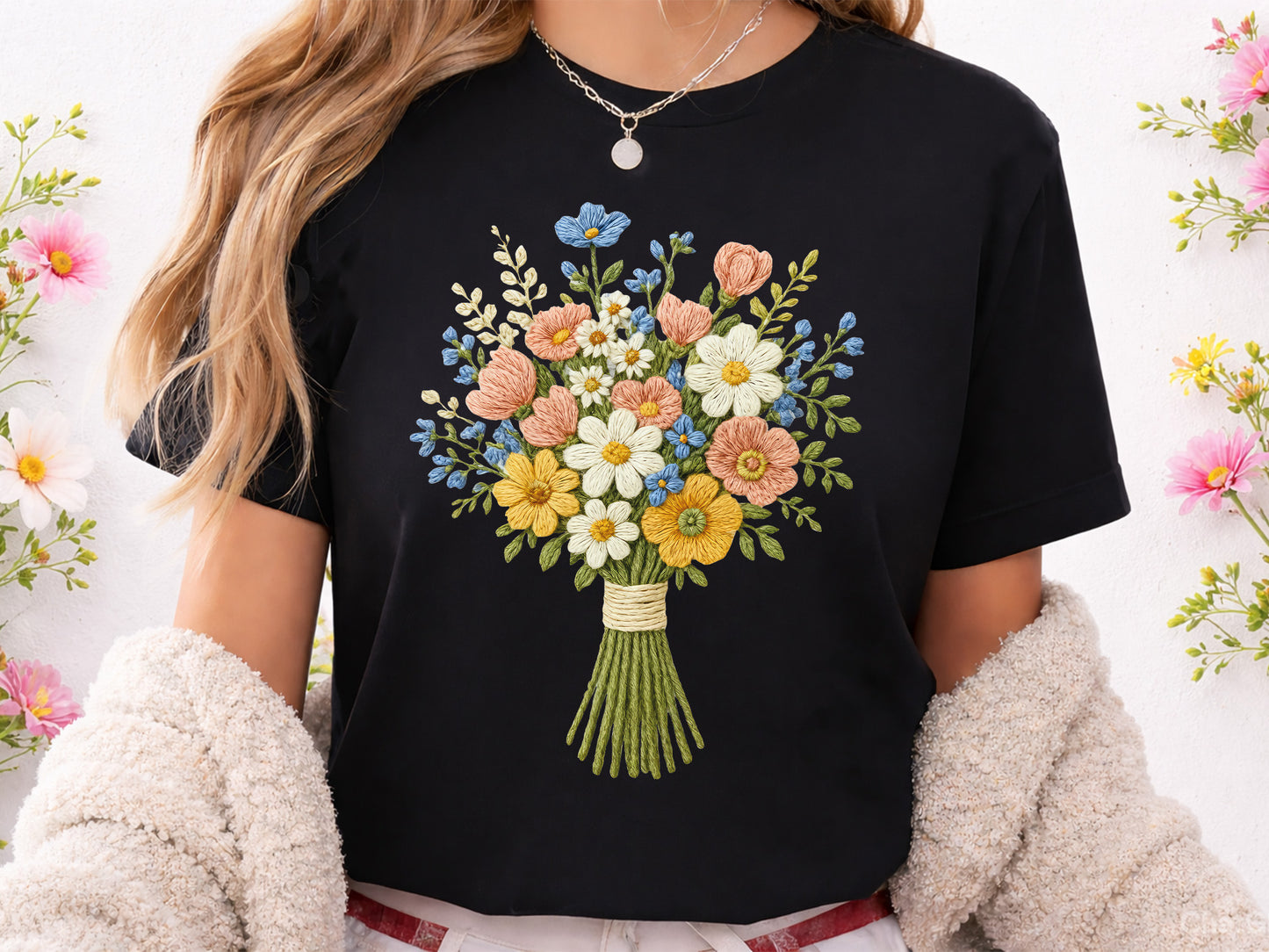 Faux Spring Bouquet Wildflower PNG Design