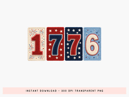 Faux Yarn 1776 4th of July Sublimation PNG