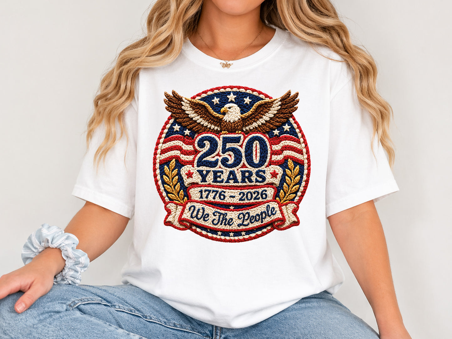 Faux Yarn 250 Years of America Sublimation PNG
