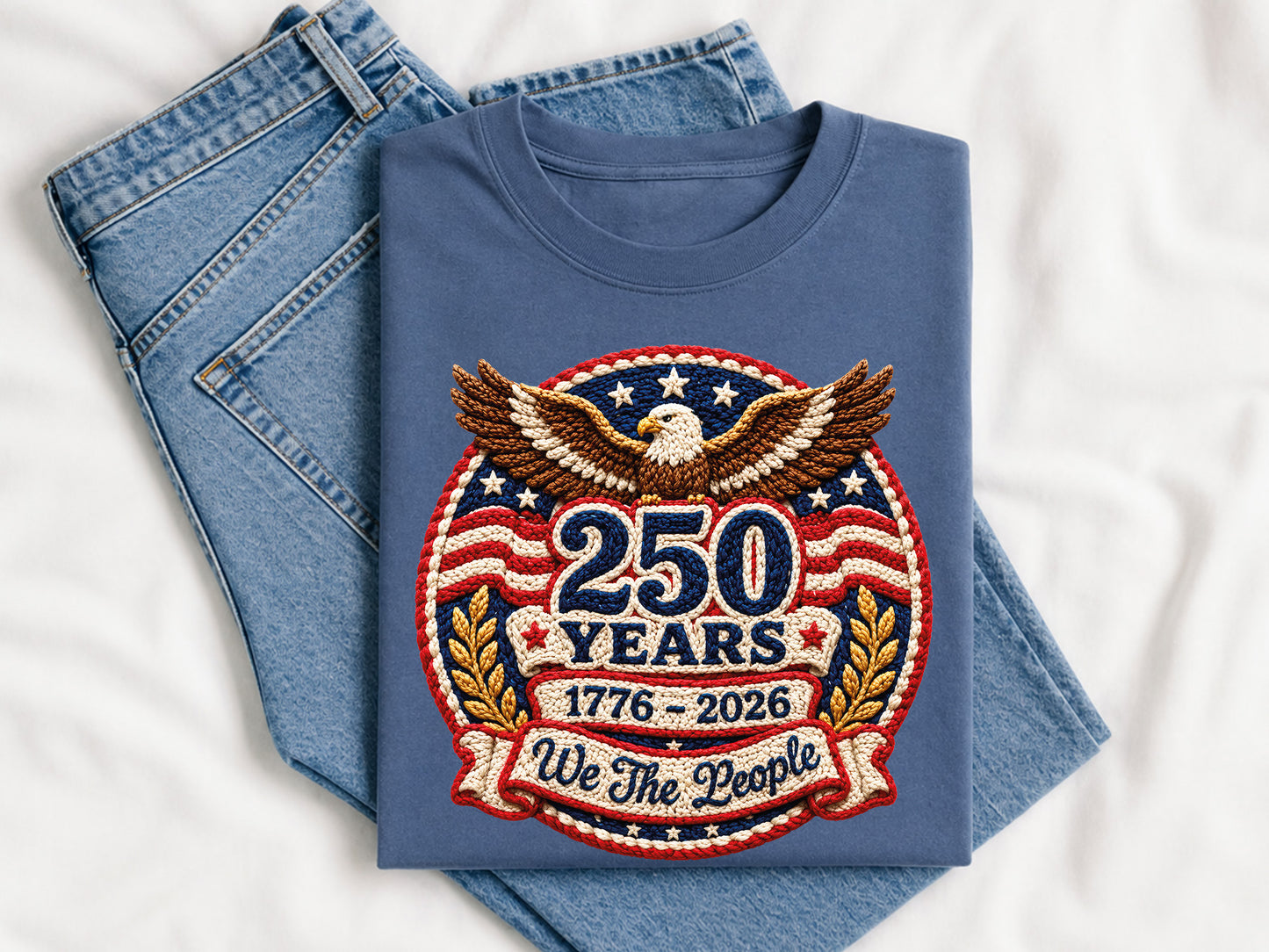Faux Yarn 250 Years of America Sublimation PNG