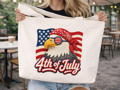 Faux Yarn 4th of July Eagle Sublimation PNG