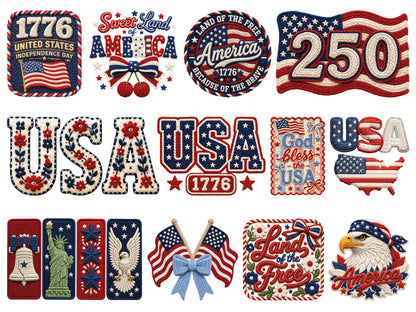 Faux Yarn 4th of July PNG Designs Bundle