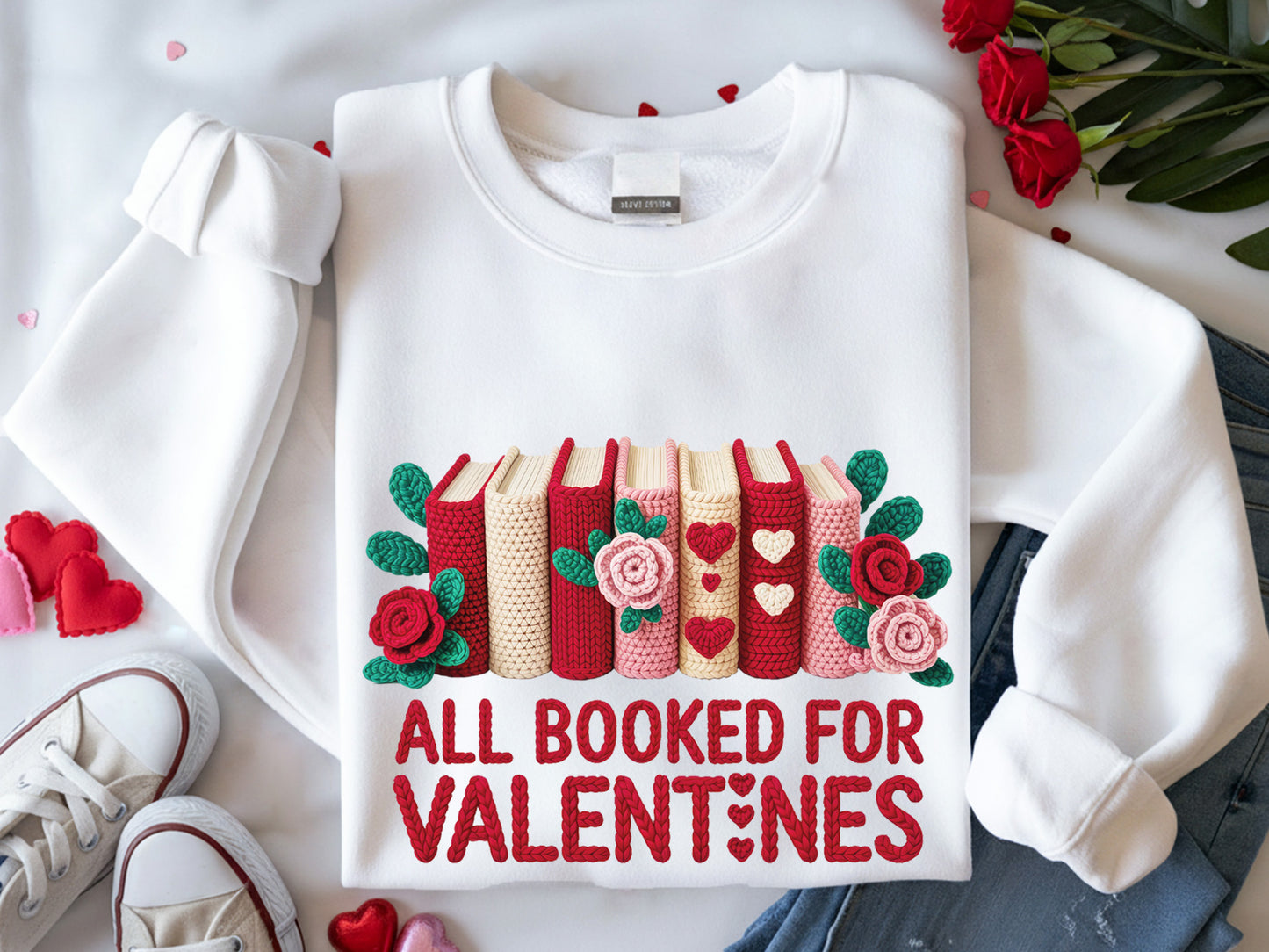 Faux Yarn All Booked for Valentines PNG Sublimation