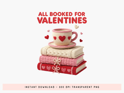 Faux Yarn All Booked for Valentines Sublimation Design