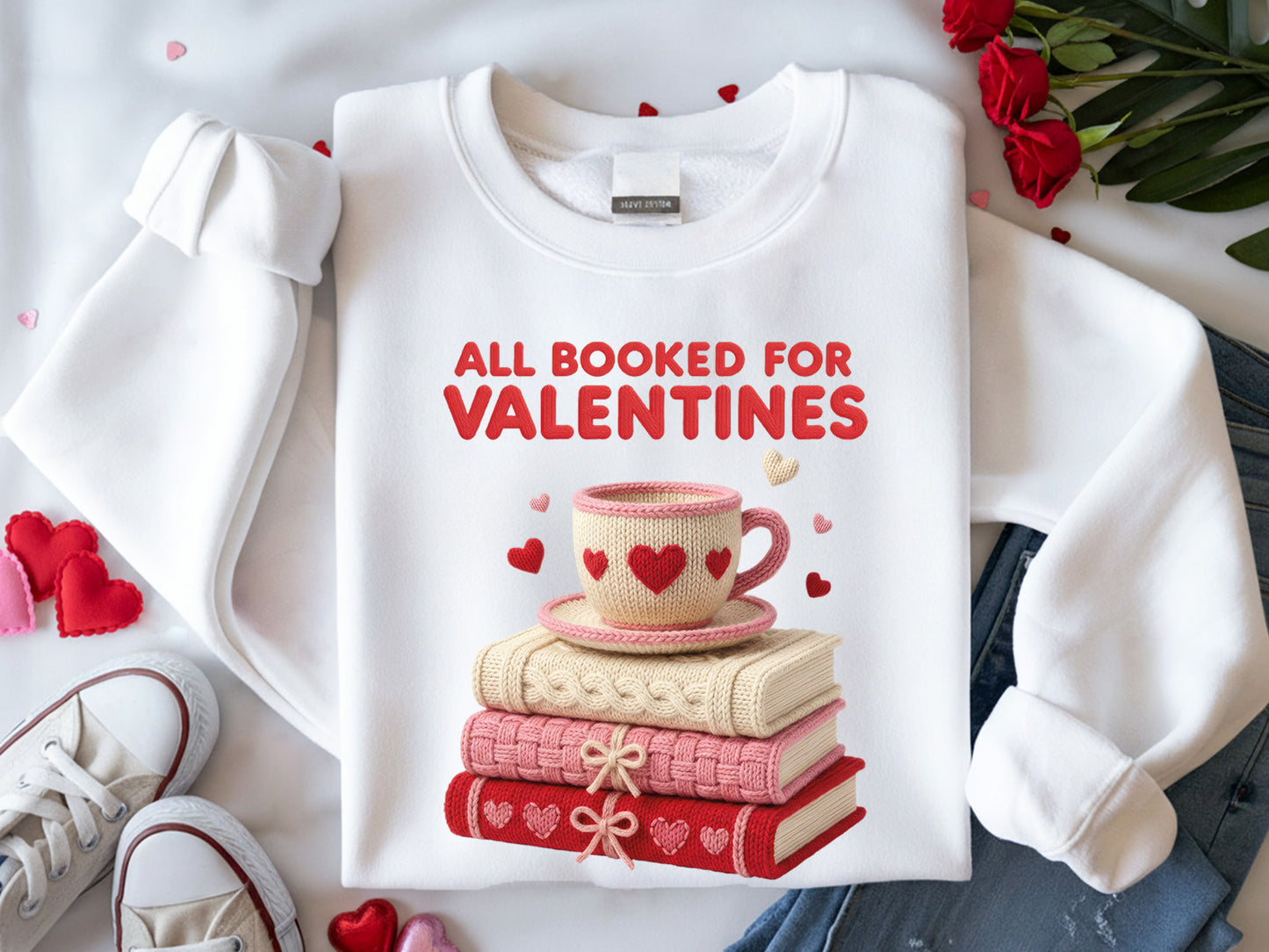 Faux Yarn All Booked for Valentines Sublimation Design