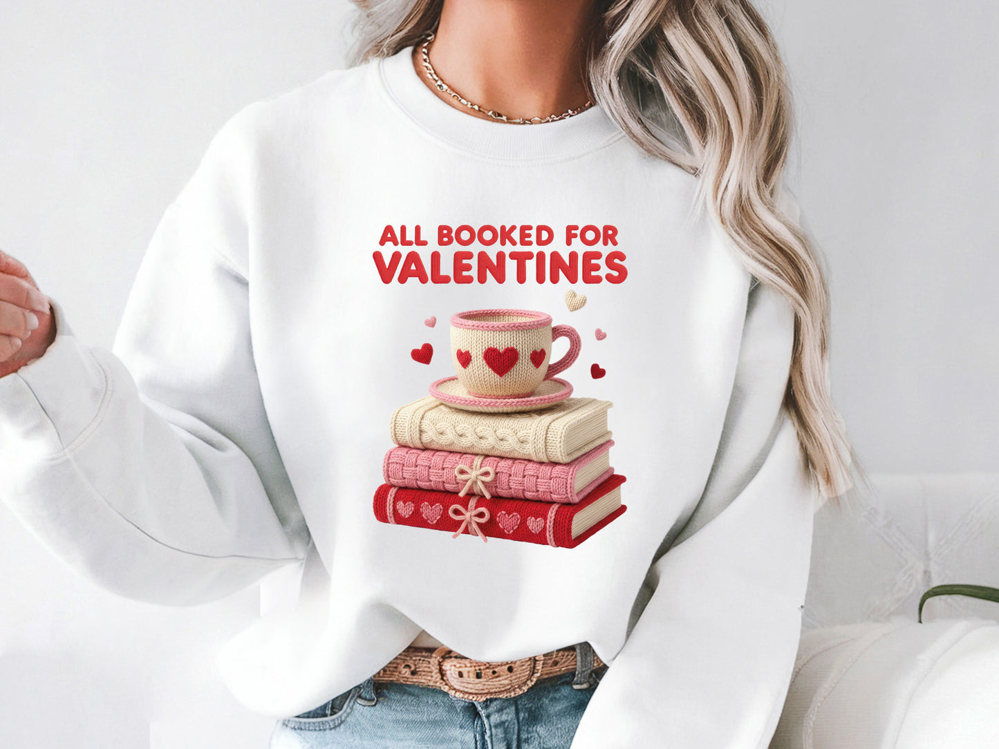 Faux Yarn All Booked for Valentines Sublimation Design