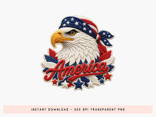 Faux Yarn America Eagle Sublimation PNG