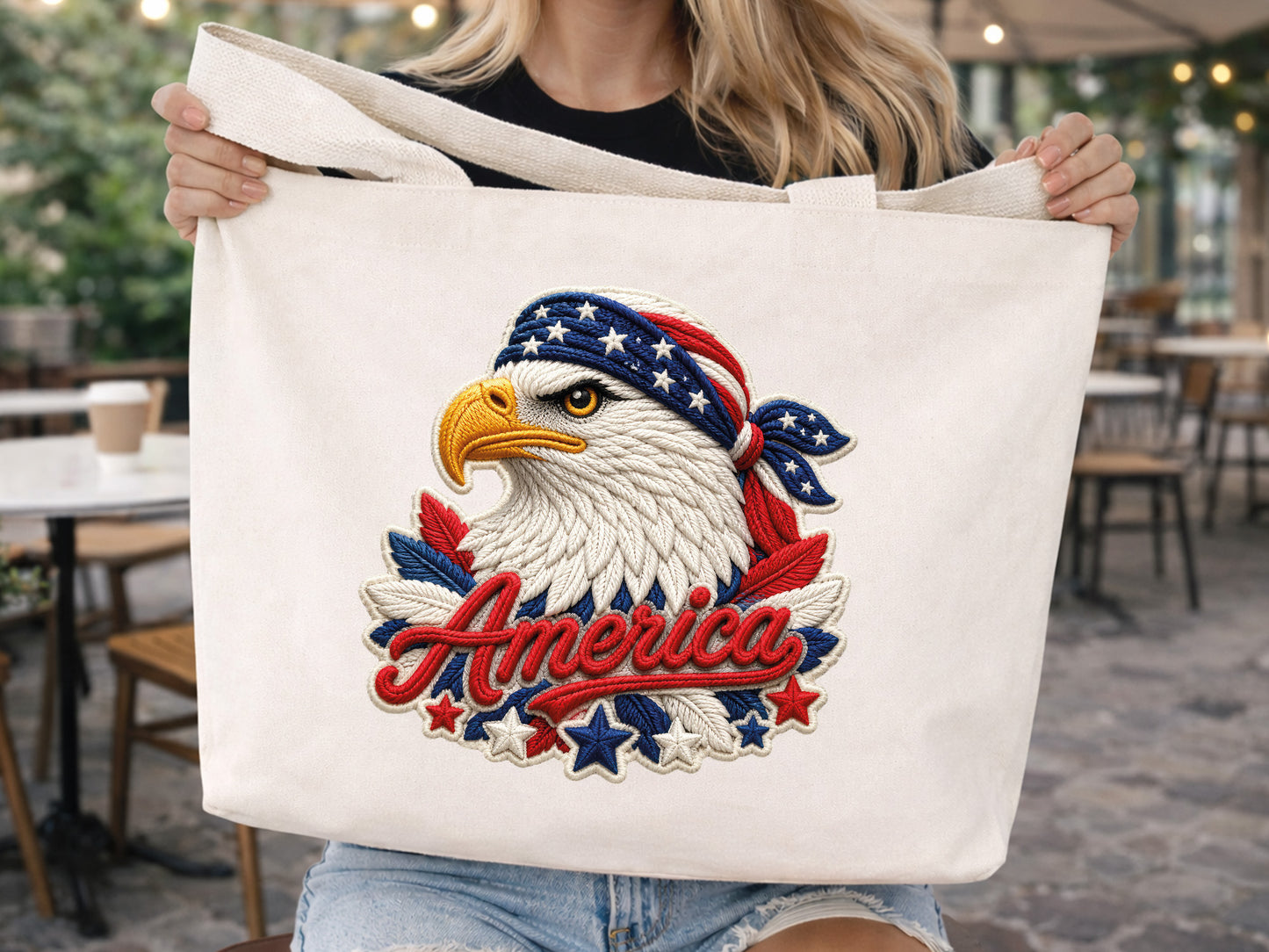 Faux Yarn America Eagle Sublimation PNG