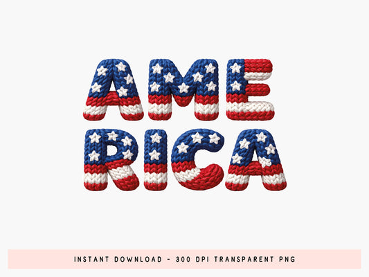 Faux Yarn America PNG Sublimation Transfer