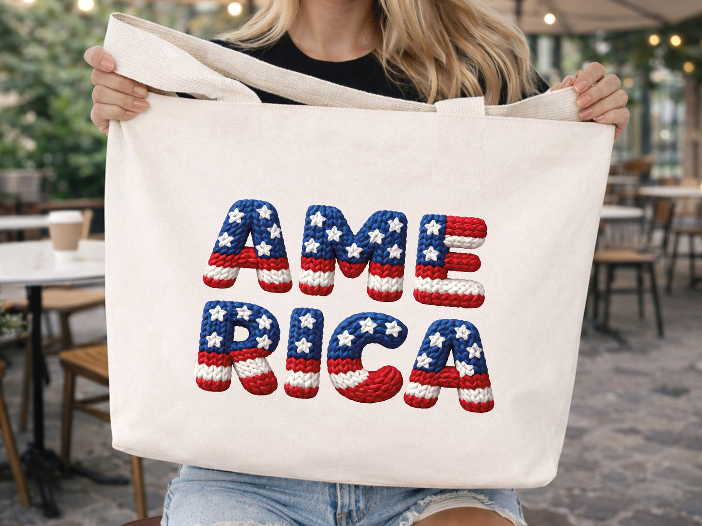 Faux Yarn America PNG Sublimation Transfer