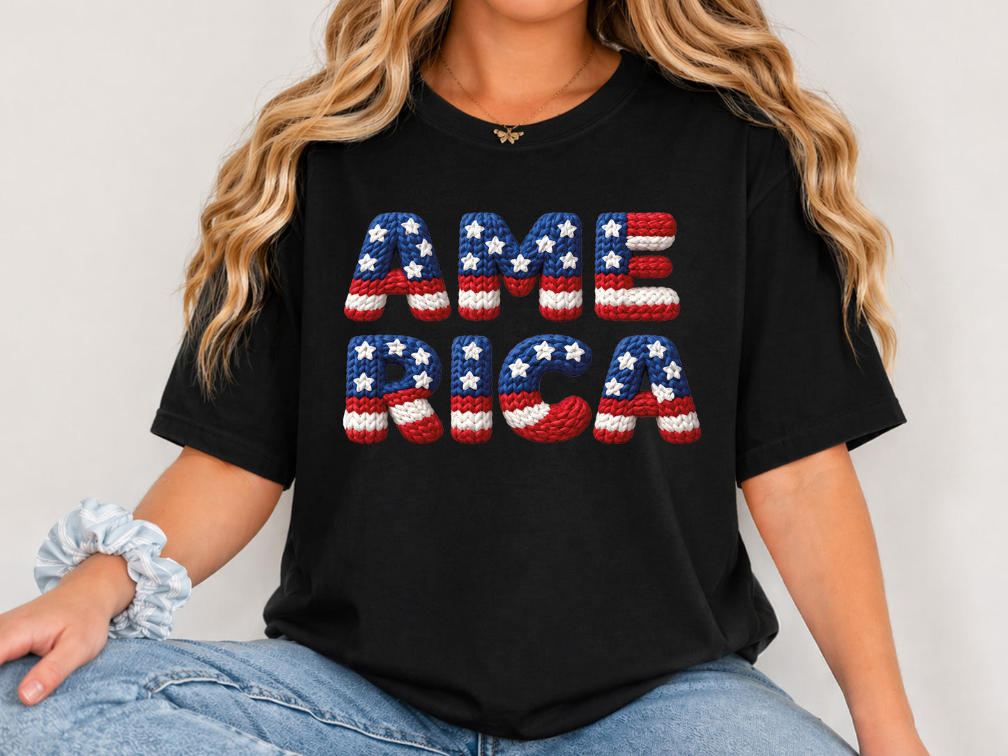 Faux Yarn America PNG Sublimation Transfer