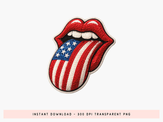 Faux Yarn American Flag Rolling Stones PNG