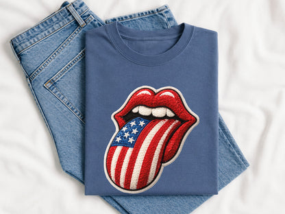 Faux Yarn American Flag Rolling Stones PNG