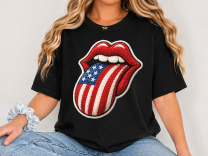 Faux Yarn American Flag Rolling Stones PNG