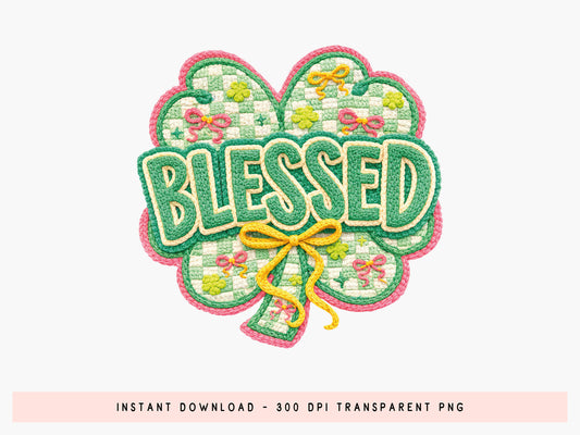 Faux Yarn Blessed Clover St Patrick's Day Sublimation