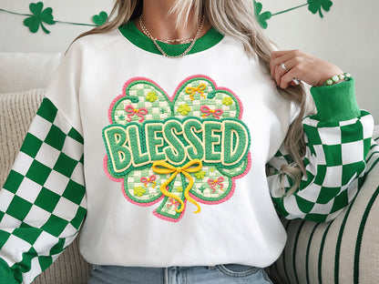 Faux Yarn Blessed Clover St Patrick's Day Sublimation