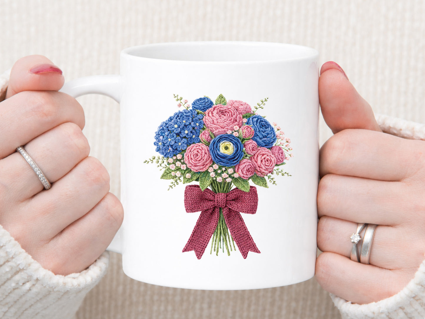 Faux Yarn Bouquet Flower Sublimation PNG