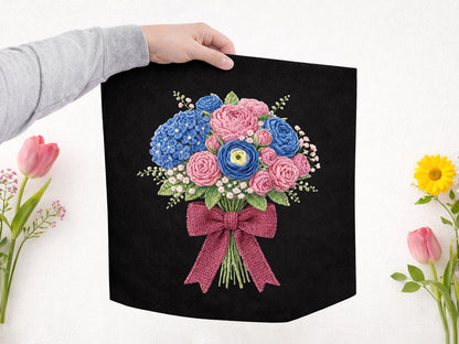 Faux Yarn Bouquet Flower Sublimation PNG