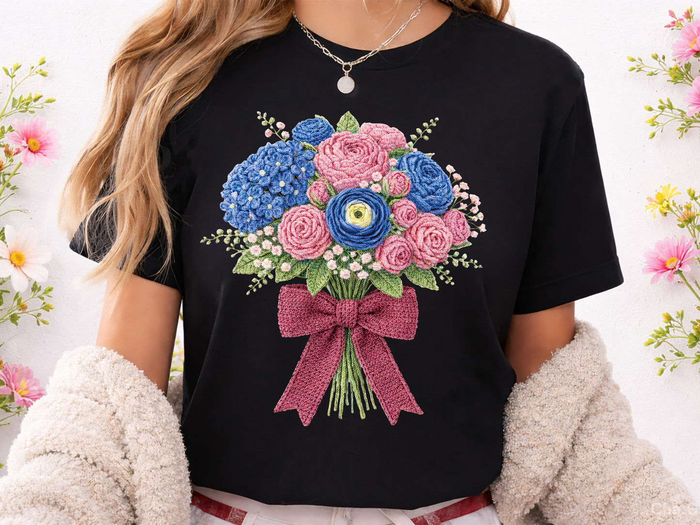 Faux Yarn Bouquet Flower Sublimation PNG